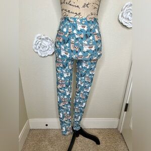 NTM: LuLaRoe NWOT Blue Green Alpaca & Floral Design OS Leggings